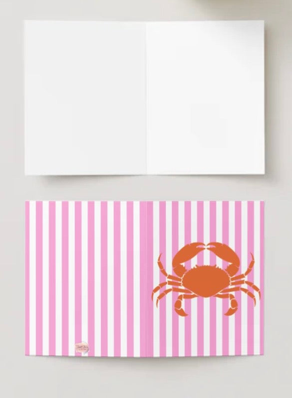 Pink & Orange Crab Greeting Card