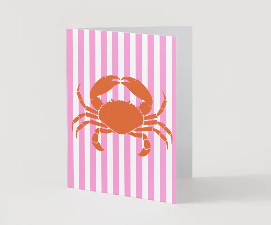 Pink & Orange Crab Greeting Card