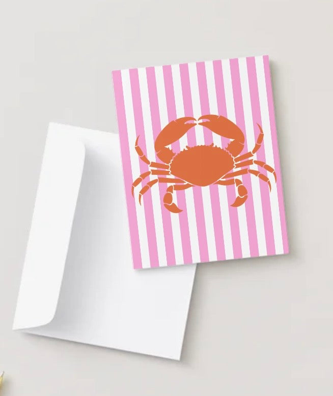 Pink & Orange Crab Greeting Card