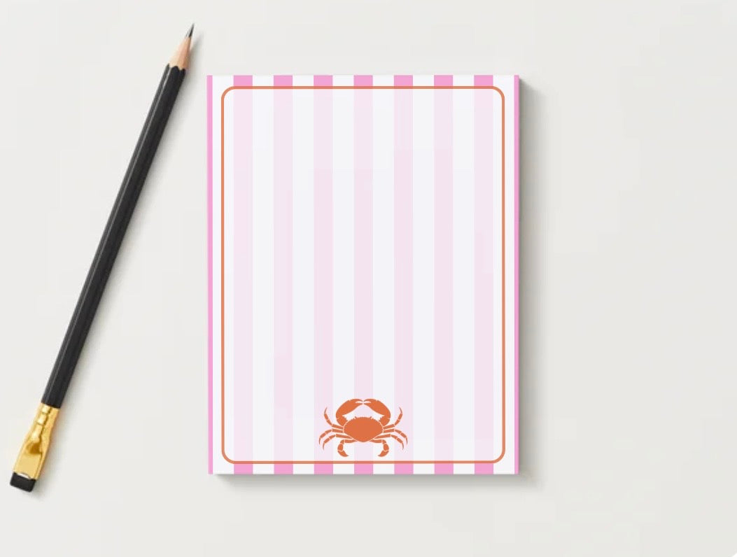 Pink & Orange Crab Notepad Medium
