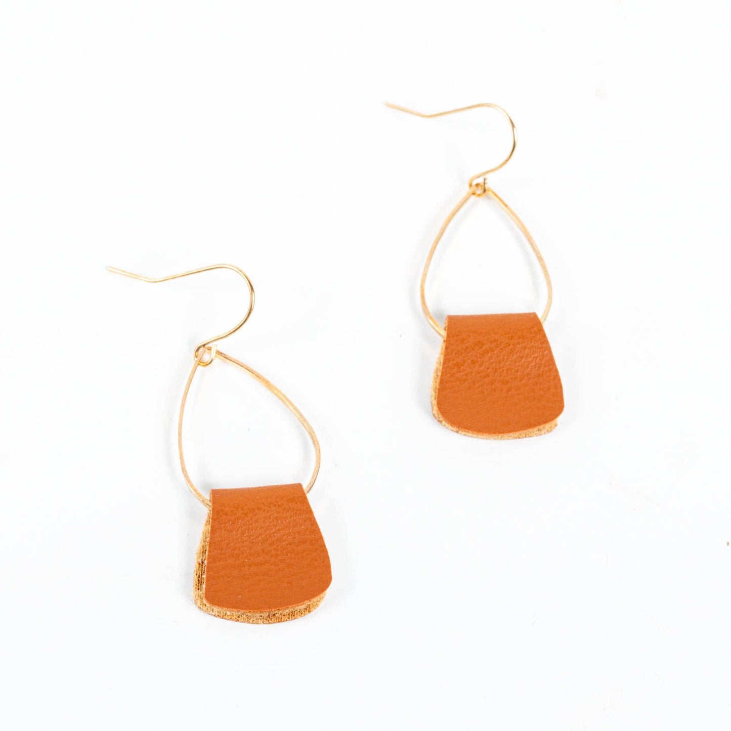 Teardrops of Leather Earring-Brown